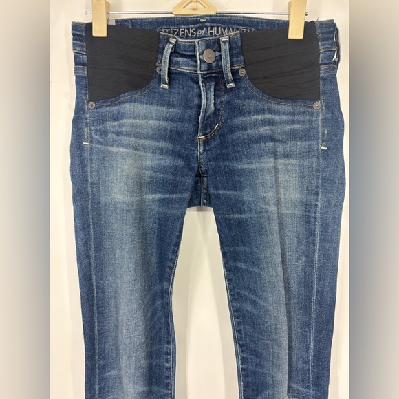 NWOT Citizens Of Humanity Racer Skinny Side Panel Maternity Jeans Blue 25 - Picture 3 of 5
